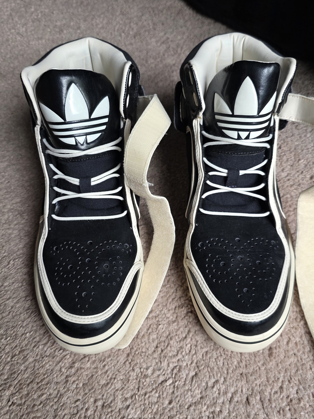 Adidas Originals Black White Patent Leather Strap High Top Sneakers Men’s 10 - Picture 4 of 14